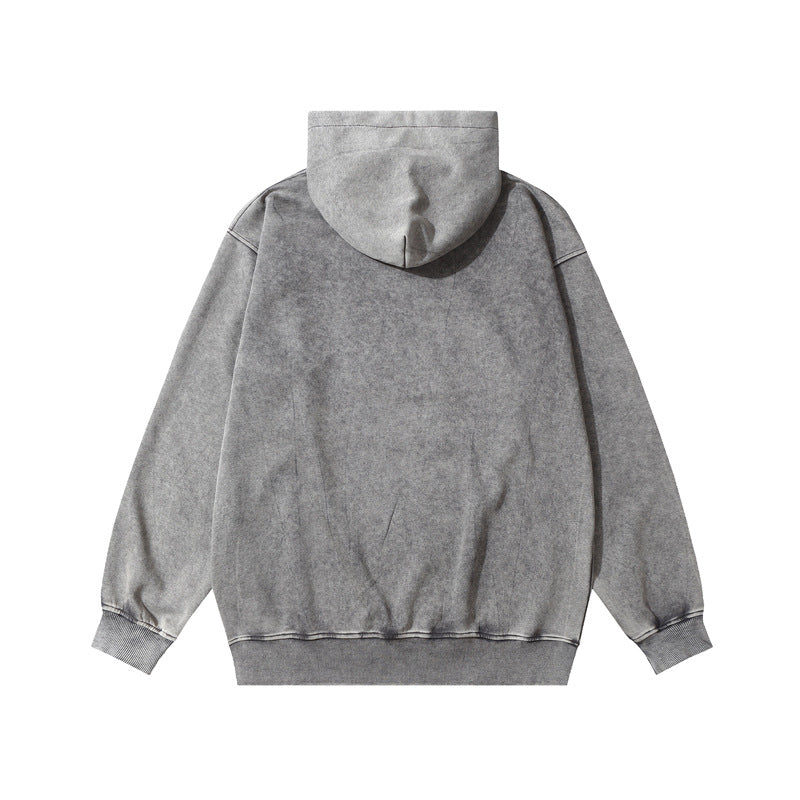 Streetwear Hoodie Vintage Washed Old Hooded Sweater Alphabet Print Casual Hoodie