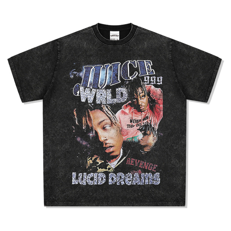 New york hip hop shop Juice wrld t-shirt rap character print heavy