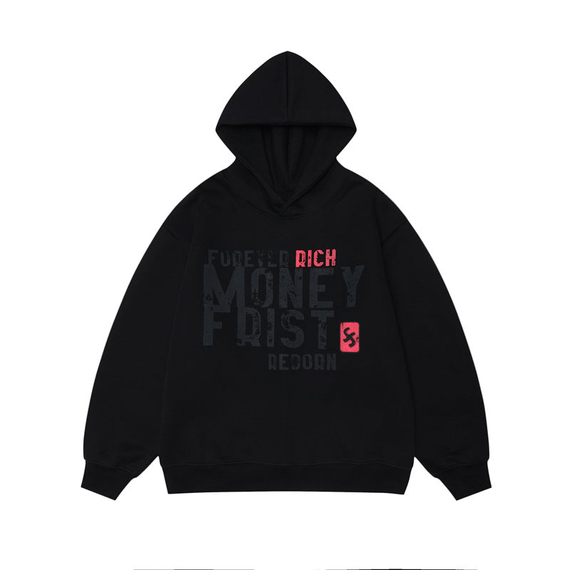 Streetwear Hoodie Vintage Alphabet Print Hooded Sweater Oversize Hoodie