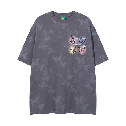 Nyc T Shirt Vintage Butterfly Print Short Sleeve T-Shirt Summer Loose Casual Top