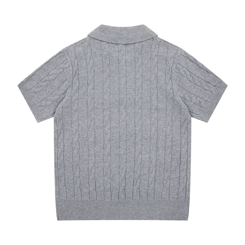 Hip Hop Shirts For Boys Lapel Knitted Short Sleeve Men's Summer Lapel Polo Shirt