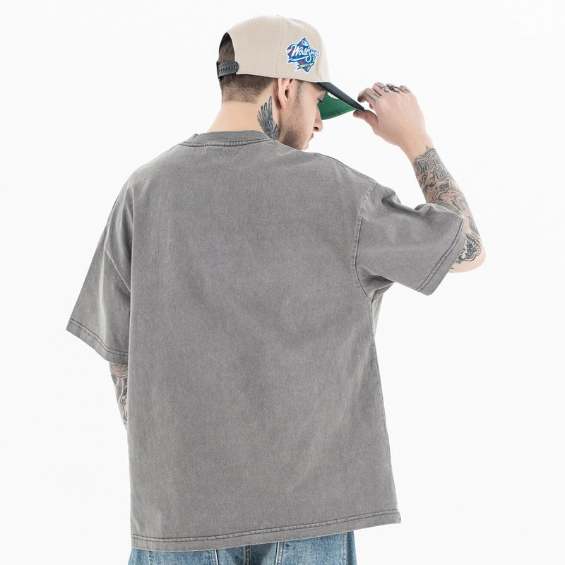 Vintage 90s Hip Hop Clothing Summer Vintage Pocket Embroidered Short Sleeve T-Shirt