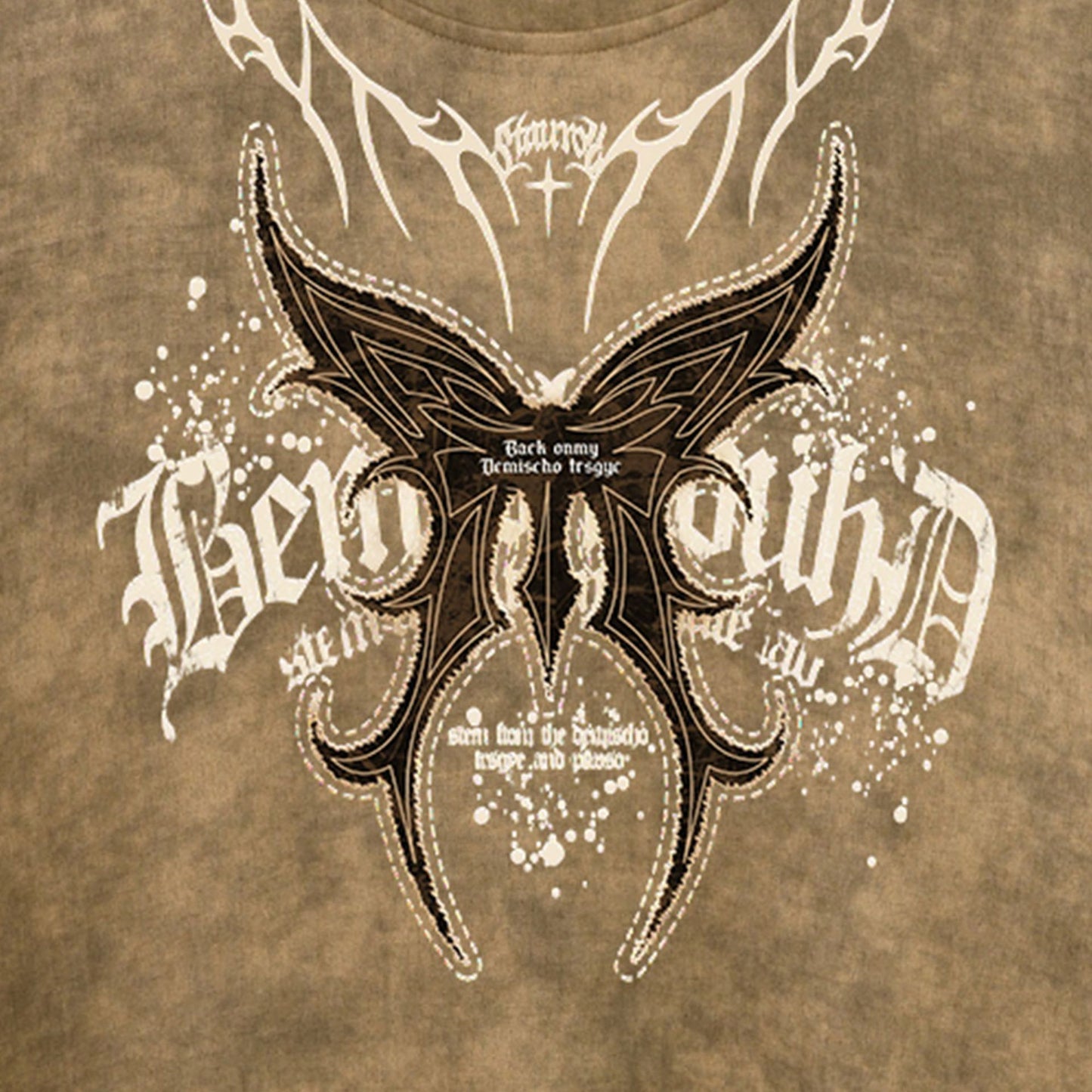 Hustle vintage butterfly print short sleeve t-shirt