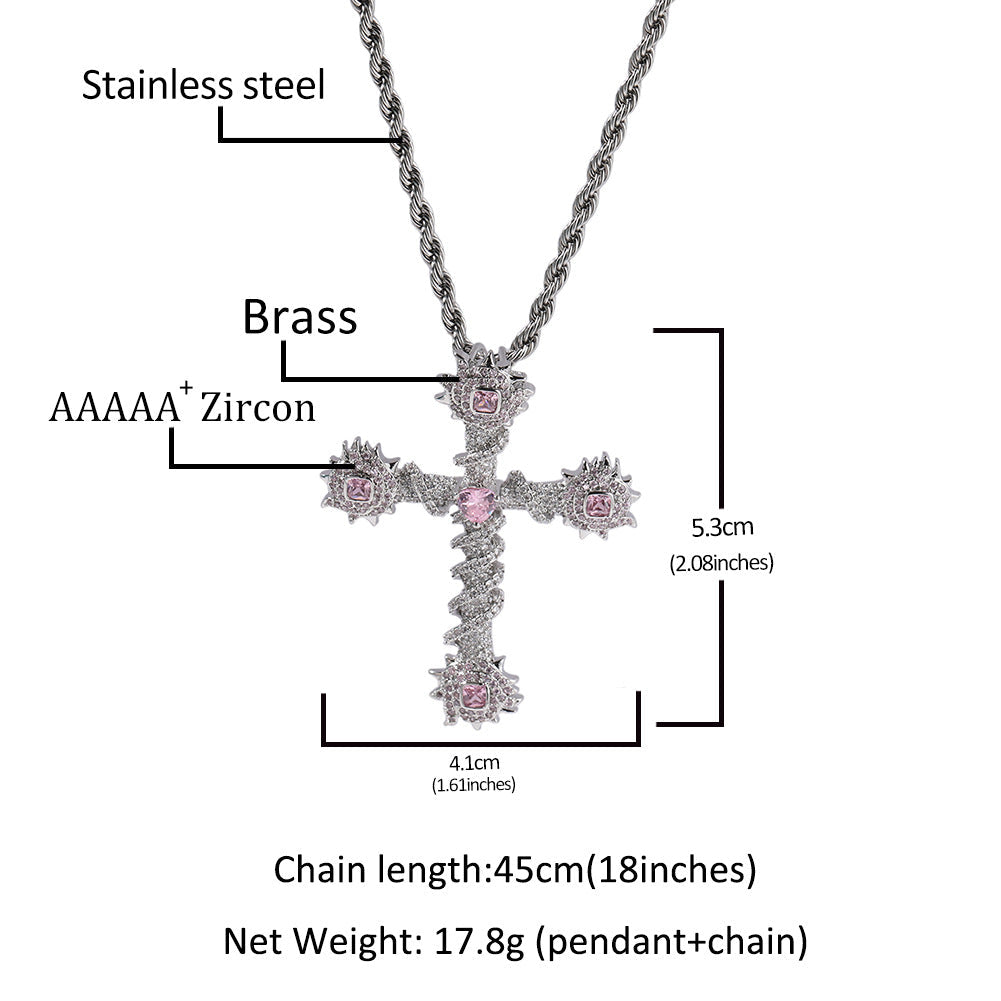Jewelry Cross Pendant Necklace Copper Gold Plated Diamond Necklace Crosses Spectrum St. Valentine's Royalty