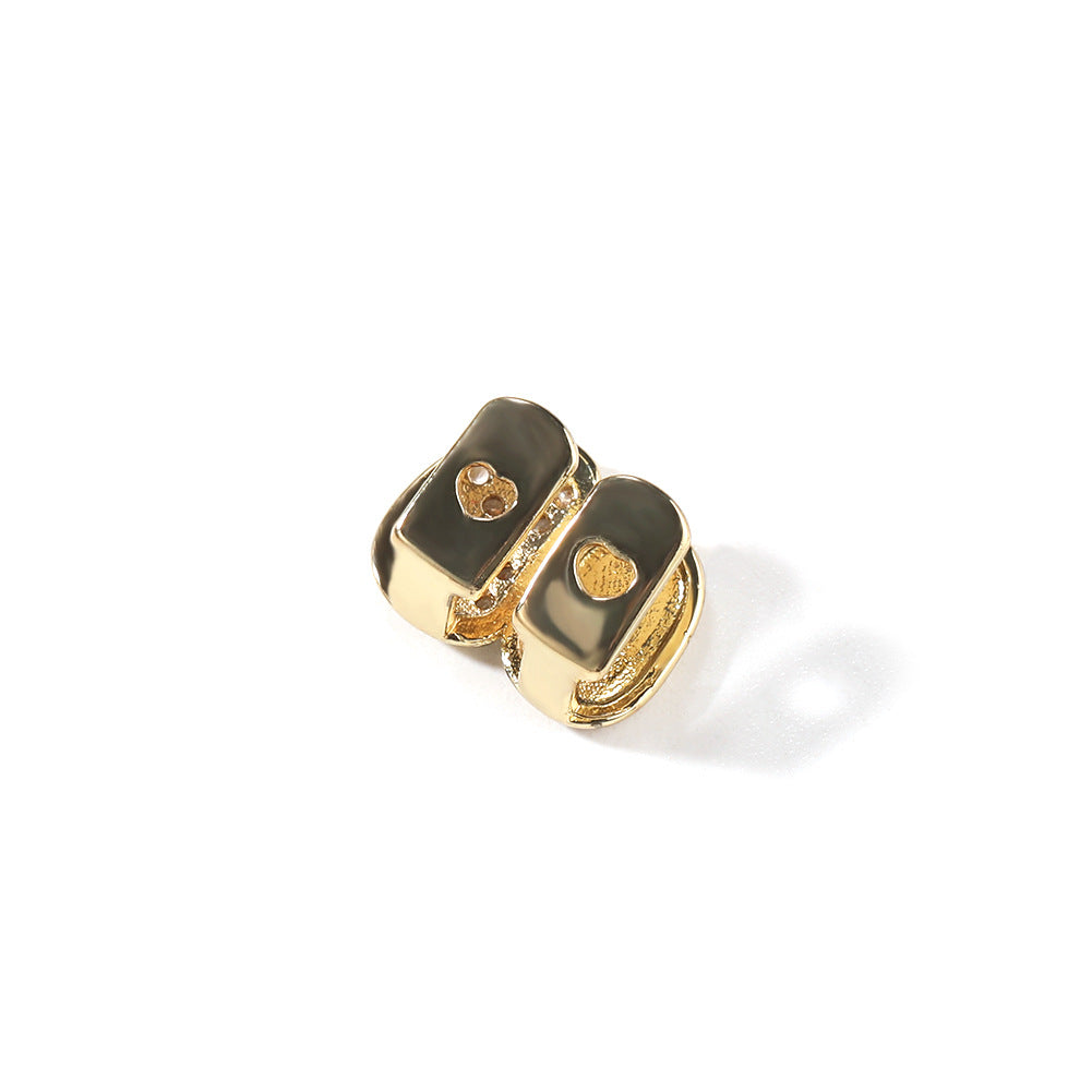 Grillz HIPHOP Copper Inlaid Zircon Smooth Double Tooth Cover Hip Hop Spectrum