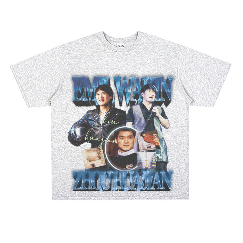 Film Star T Shirt Loose Heavy Retro Street Cotton T-shirt