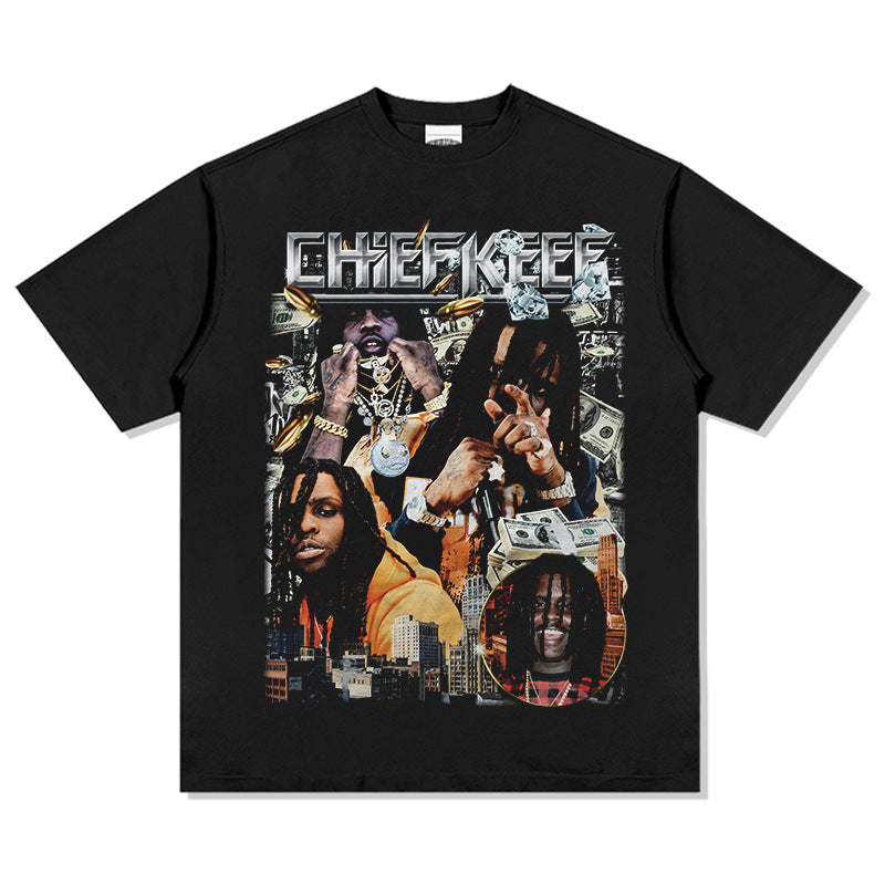 Cool t rapper Chief Kee, vintage vintage hip hop rap print short sleeve t-shirt