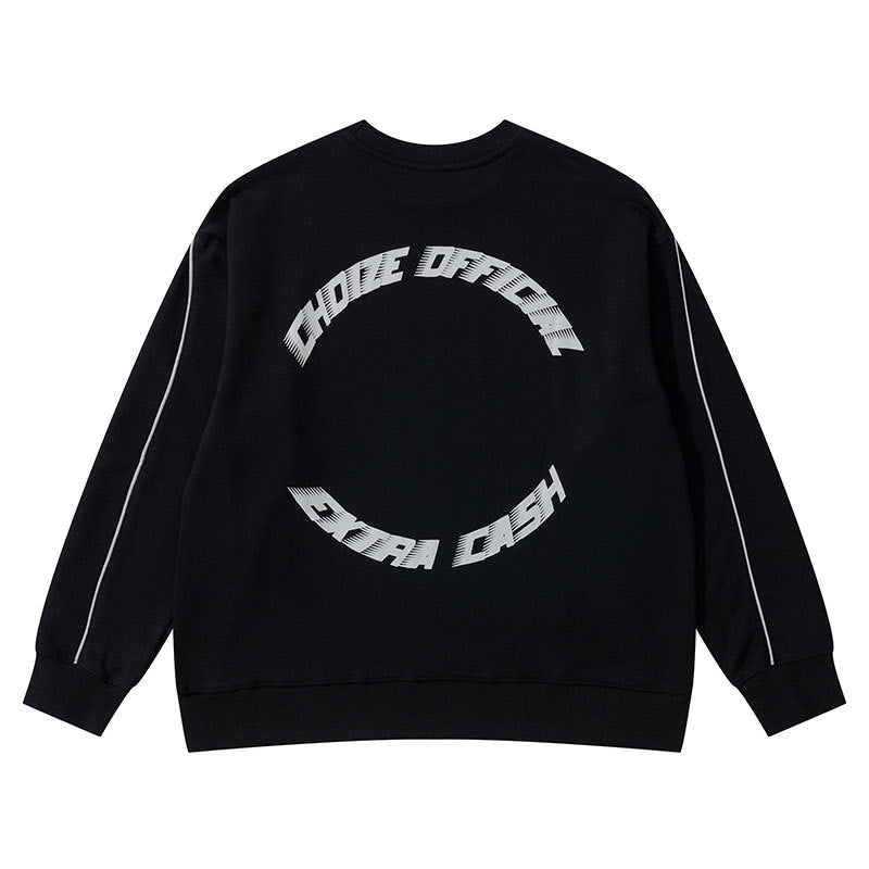 Marcas De Streetwear Reflective Strip Crew Neck Oversize Long Sleeve Top