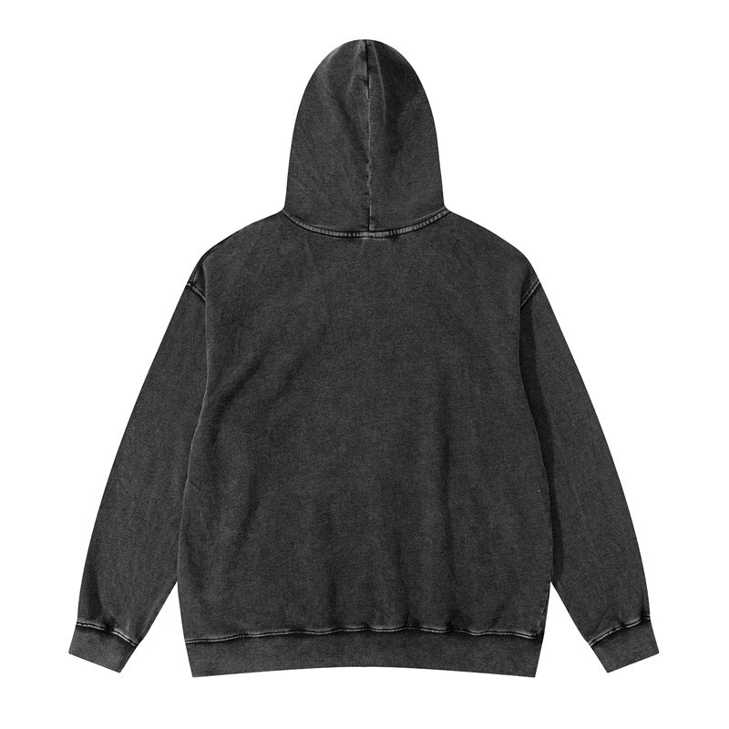 Streetwear Hoodie Hip Hop Skull Print Hooded Sweater Washed Old Loose Hoodie