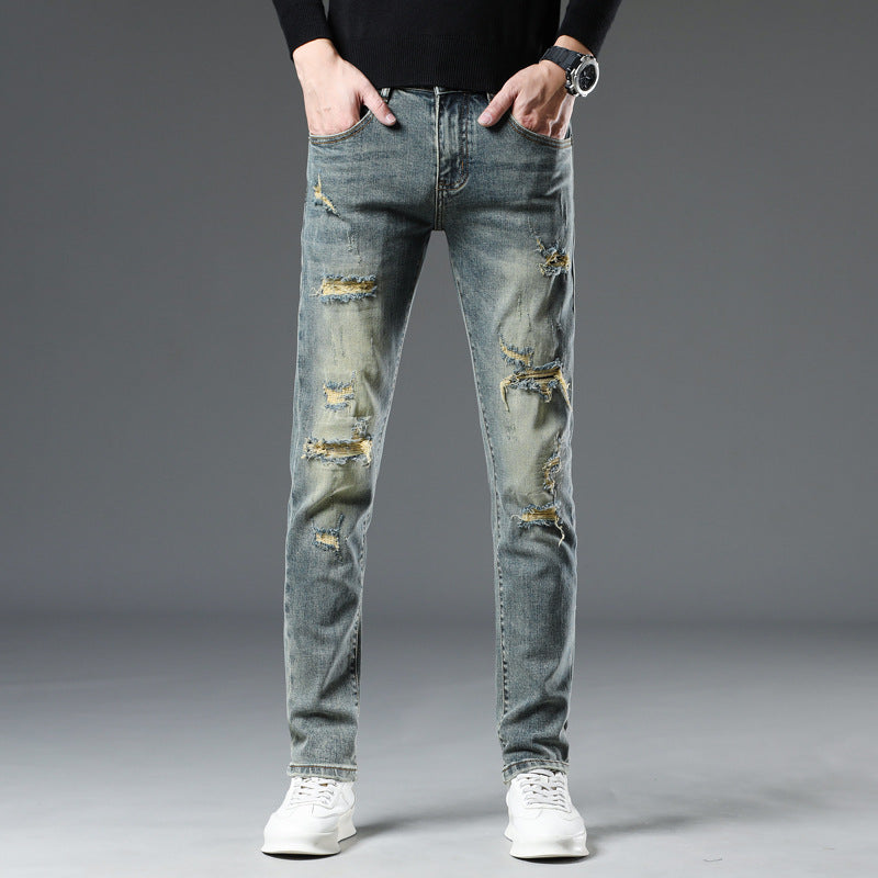 1990 Fashion Jeans Autumn/Winter Ripped Jeans Casual Trousers