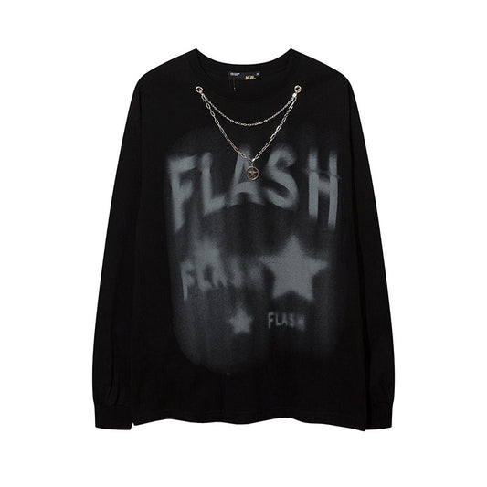 Vintage T Shirts Hip Hop Vintage Loose Long Sleeve T-Shirt