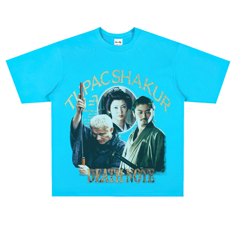 Film Star T Shirt Japanese Movie Zatōichi Loose Street Cotton T-shirt Men