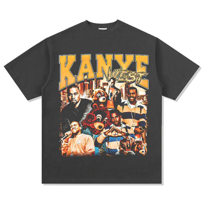 Outfit streetwear vintage hip hop kanye print short sleeve t-shirt