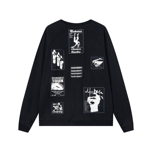 New York Hip Hop Style Crew Neck Sweater Long Sleeve T-Shirt Top