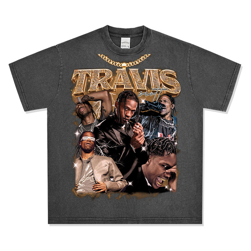 New york hip hop shop hip hop TRAVIS SCOTT print short sleeve t-shirt