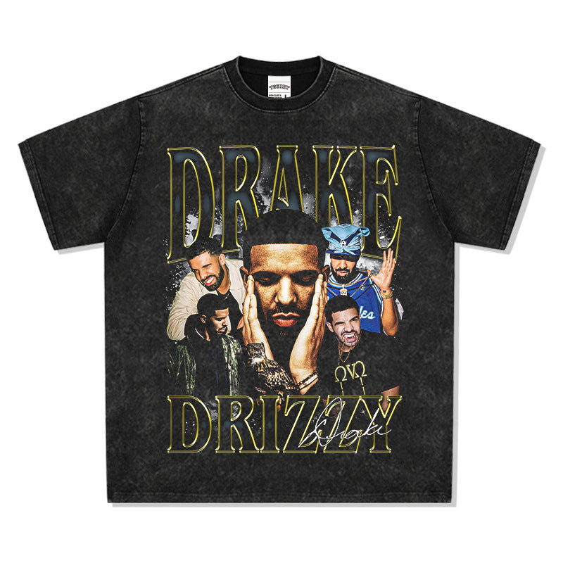 Outfit streetwear vintage drake drake hip hop print short sleeve t-shirt