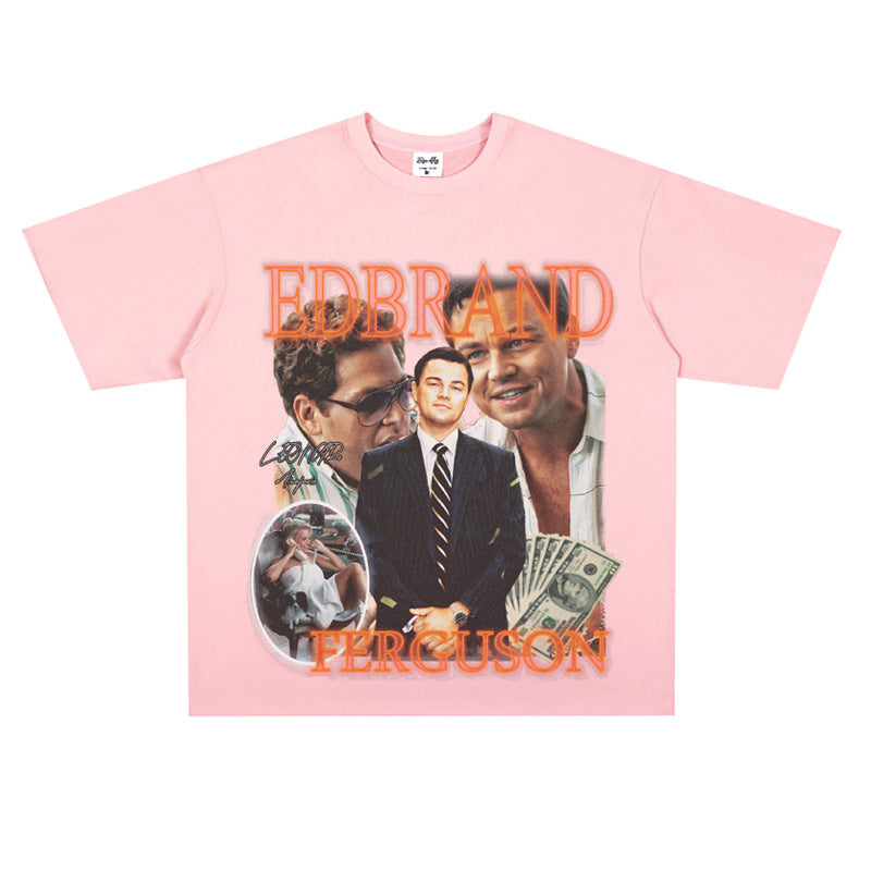 Film Star T Shirt Loose Heavy American Retro Street Personality T-shirt Men