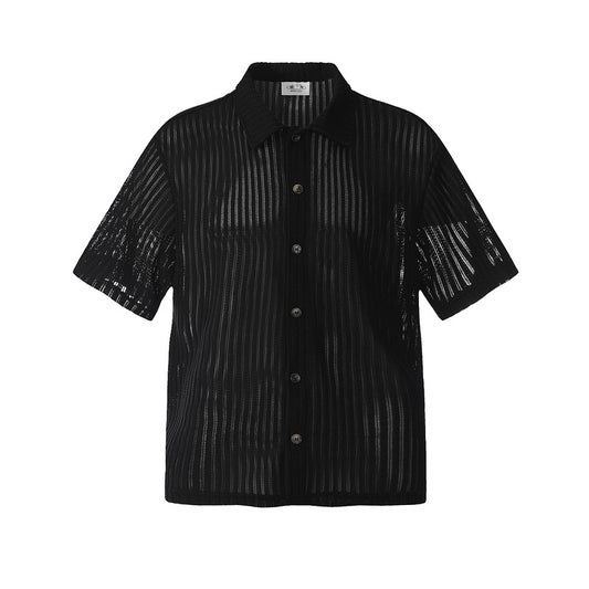 Hip Hop Shirts For Boys Short Sleeve Hollow Polo Shirt Summer Loose Cardigan Shirt