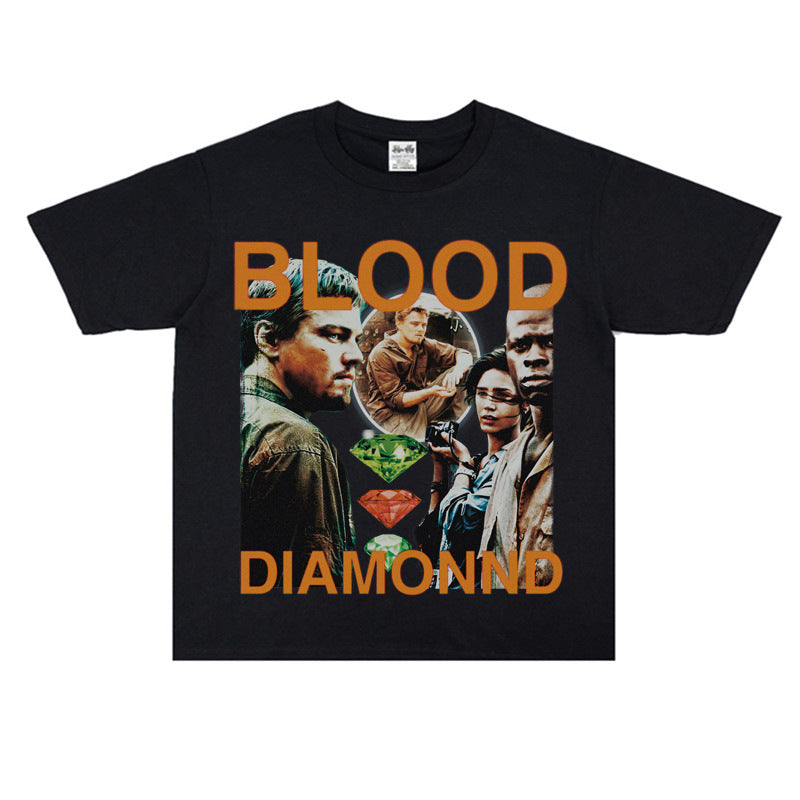 Film Star T Shirt Loose Heavy American Retro Street Cotton T-shirt Men and Women