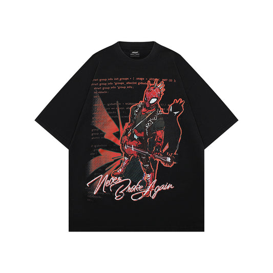 1990 Fashion T-Shirt Summer Washed Cartoon T-Shirt Retro Short Sleeve T-Shirt