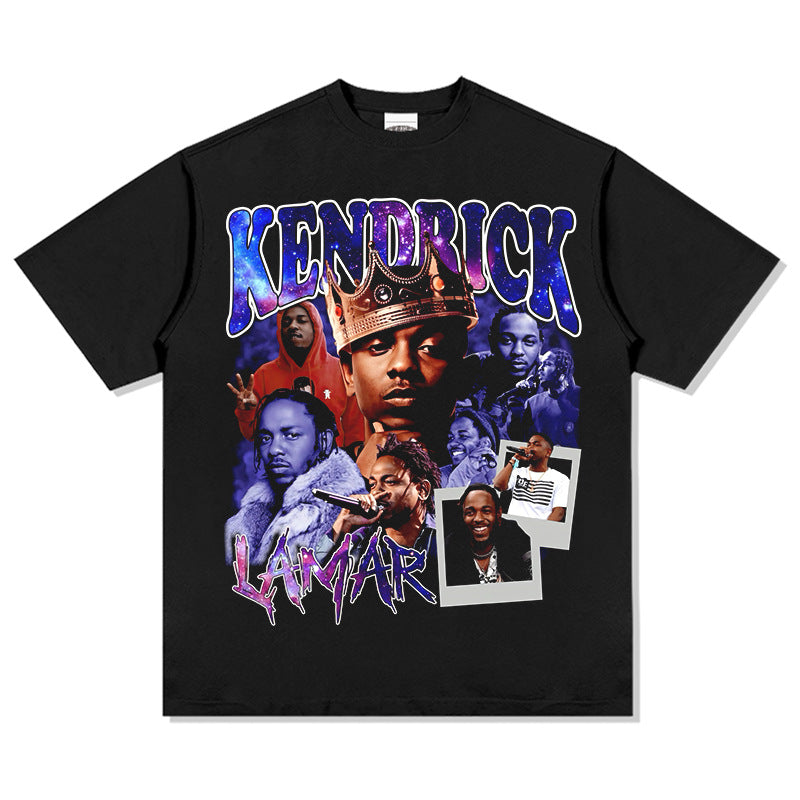 Outfit streetwear vintage hip hop kung fu kenny kendrick print short sleeve t-shirt