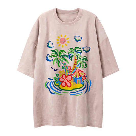 US drip outfits Summer Vintage Casual Loose Short Sleeve T-Shirts