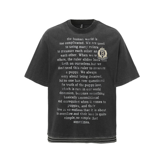 Hustle vintage summer embroidery wash t-shirt short sleeves
