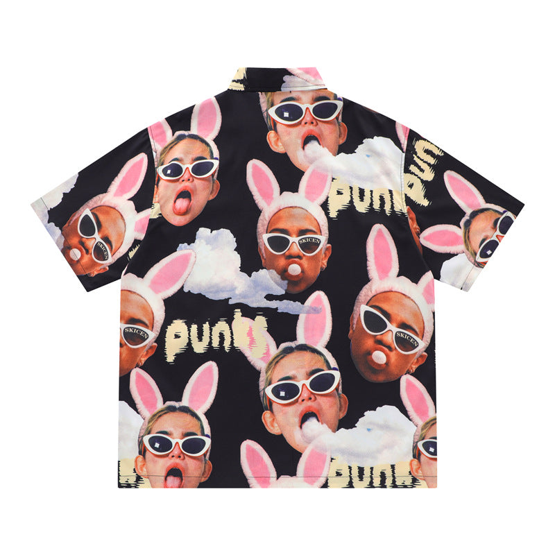 Hip Hop Shirts For Boys Summer Vintage Abstract Print Shirt