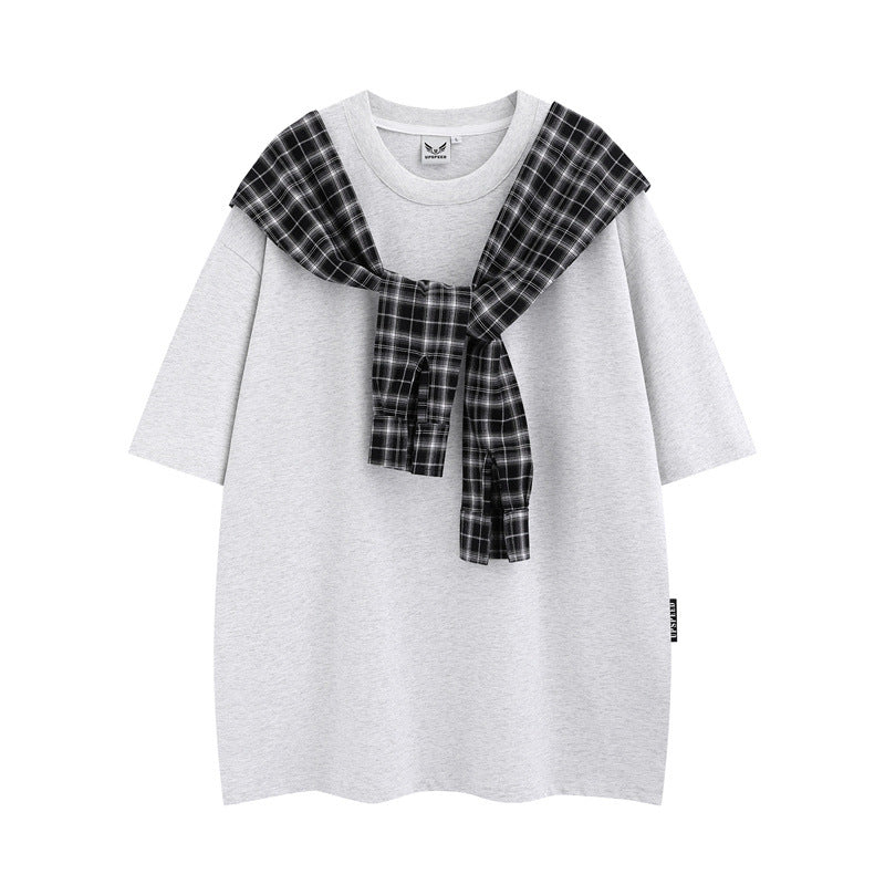 Stone Wash T shirt Retro Short Sleeve Casual Loose Top
