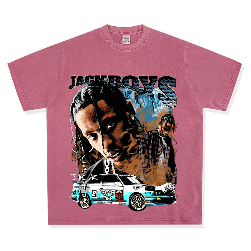 Cool t rapper vintage hip hop travis scott print short sleeve t-shirt