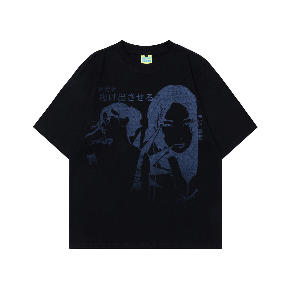 90s West Coast Hip Hop Fashion T Shirts Vintage Shibuya Girl Portrait Print Loose Half Sleeve T-Shirt