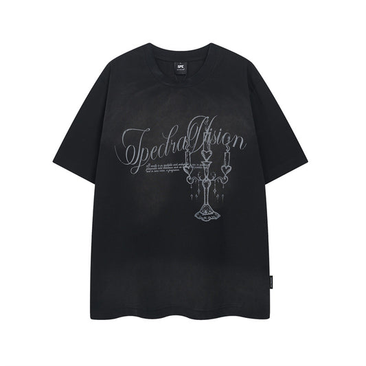 Y2K mens shirt retro cleanfit loose short sleeve t-shirt