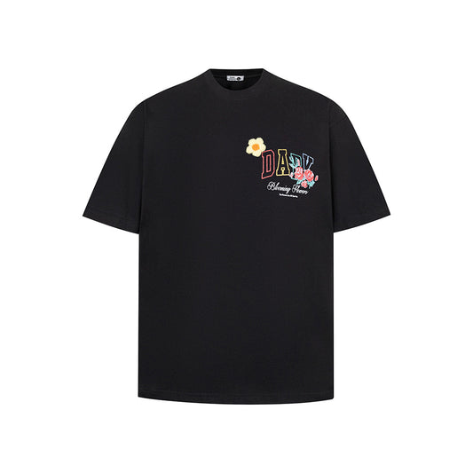 Hip Hop Clothes New York Vintage Embroidery Floral Alphabet Print Short Sleeve T-Shirt