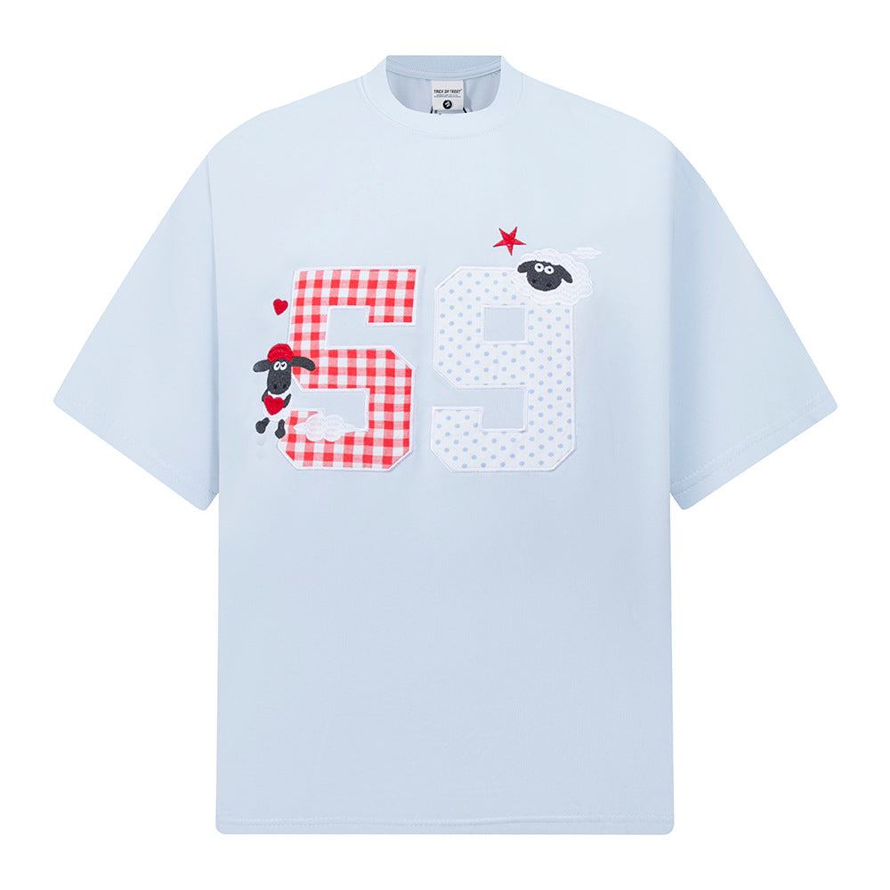 Nostalgia T Shirts Vintage Embroidered Short Sleeve T-Shirt Summer Oversize Top