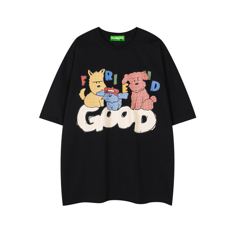 Hip Hop Shirts For Boys Cartoon Printed Short Sleeve T-Shirt Loose Casual Hip Hop