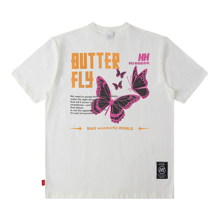 Black culture t shirt vintage butterfly OLDSCHOOL loose short sleeve t
