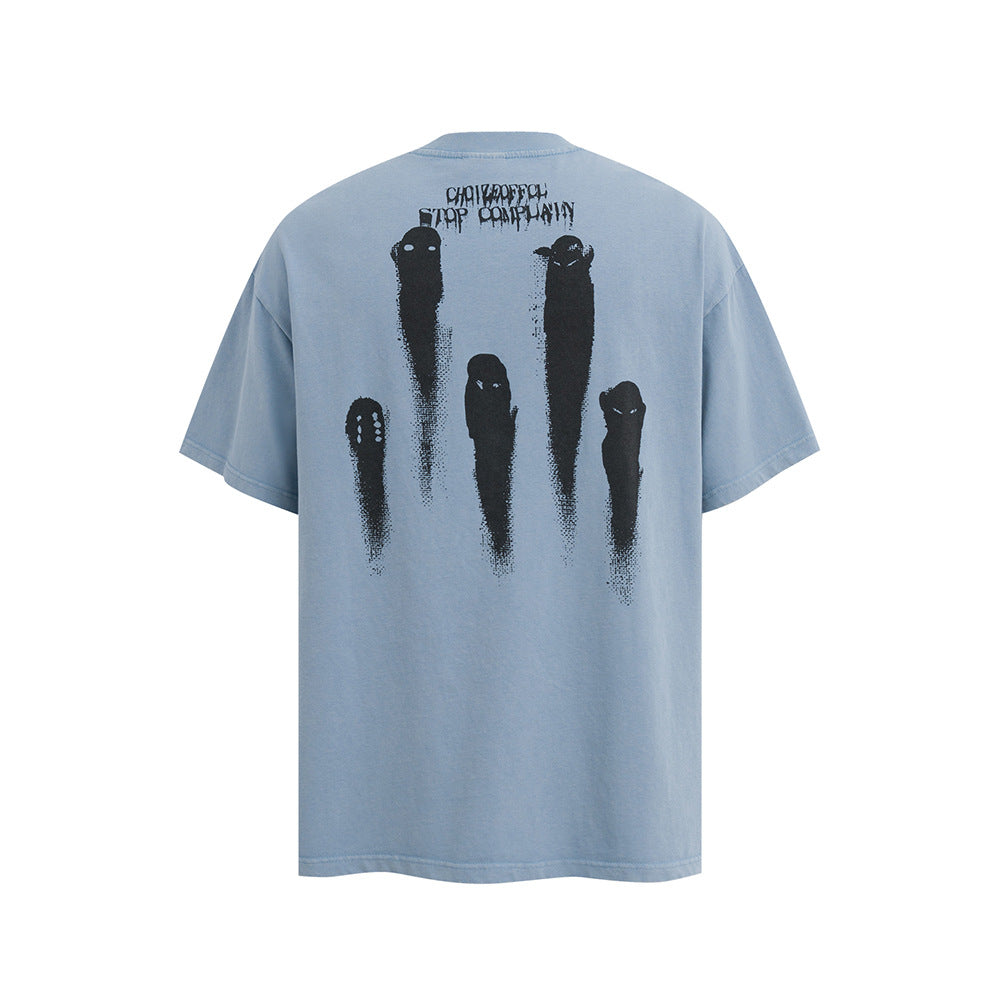 Nostalgia T Shirts Short Sleeve T-Shirt Washed Old Tie-Dye T-Shirt