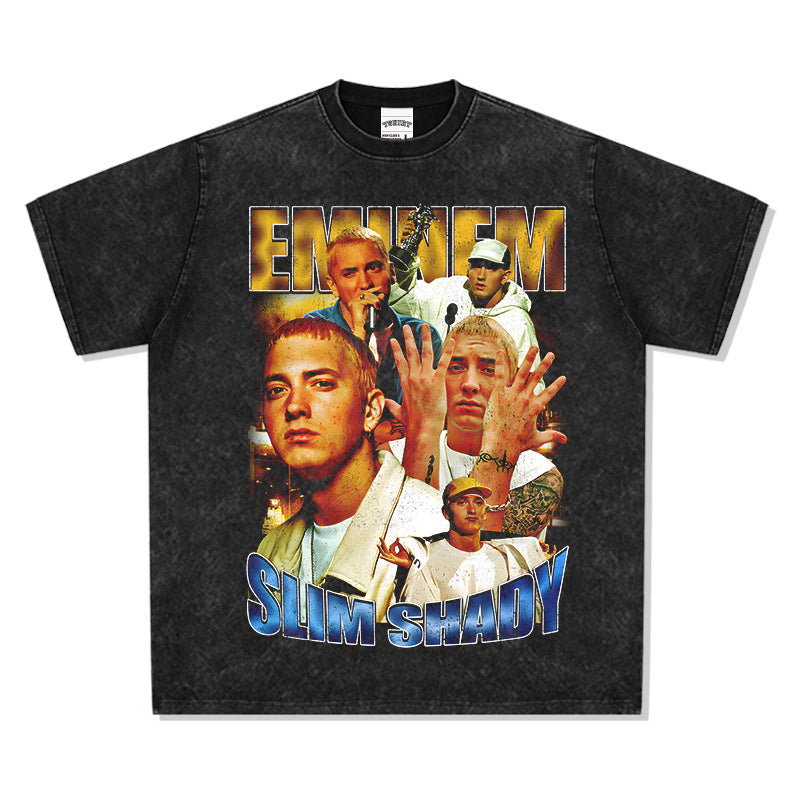 Cool t rapper vintage Eminem Eminem print hip hop short sleeve t-shirt