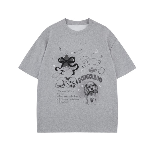 Nyc T Shirt Puppy Printed Short Sleeve T-Shirt Summer Loose Casual Top