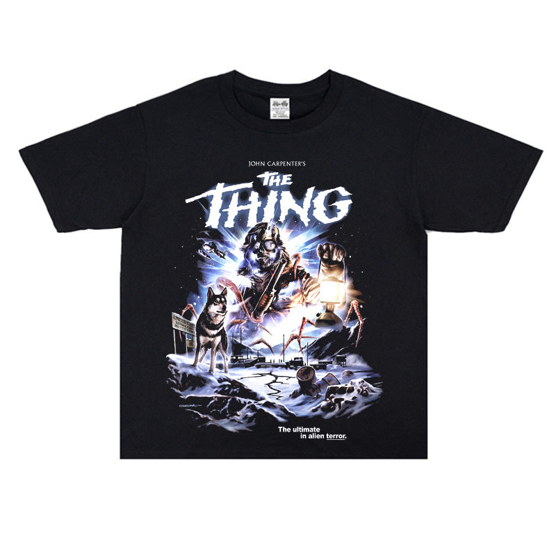 Film Star T Shirt Cotton Loose Nostalgic Short Sleeve American Retro Fashion Printed T-shirt for Men