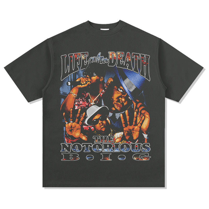 Marcas streetwear usa vintage hip hop biggie print short sleeve t-shirt