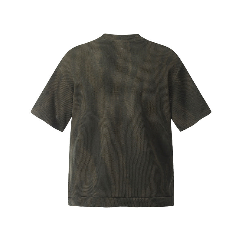 Camisas Retros Spring Summer Short Sleeve T-Shirt Vintage Tie-Dye Textured T-Shirt