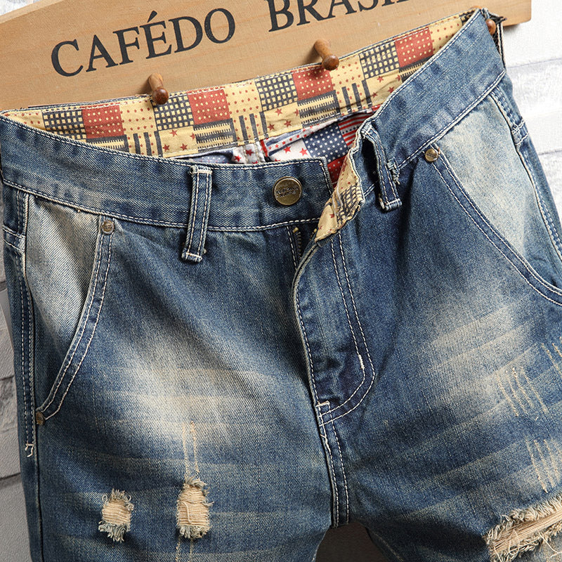 1990 Fashion Jeans Ripped Vintage Autumn Washed Jeans Straight Pants