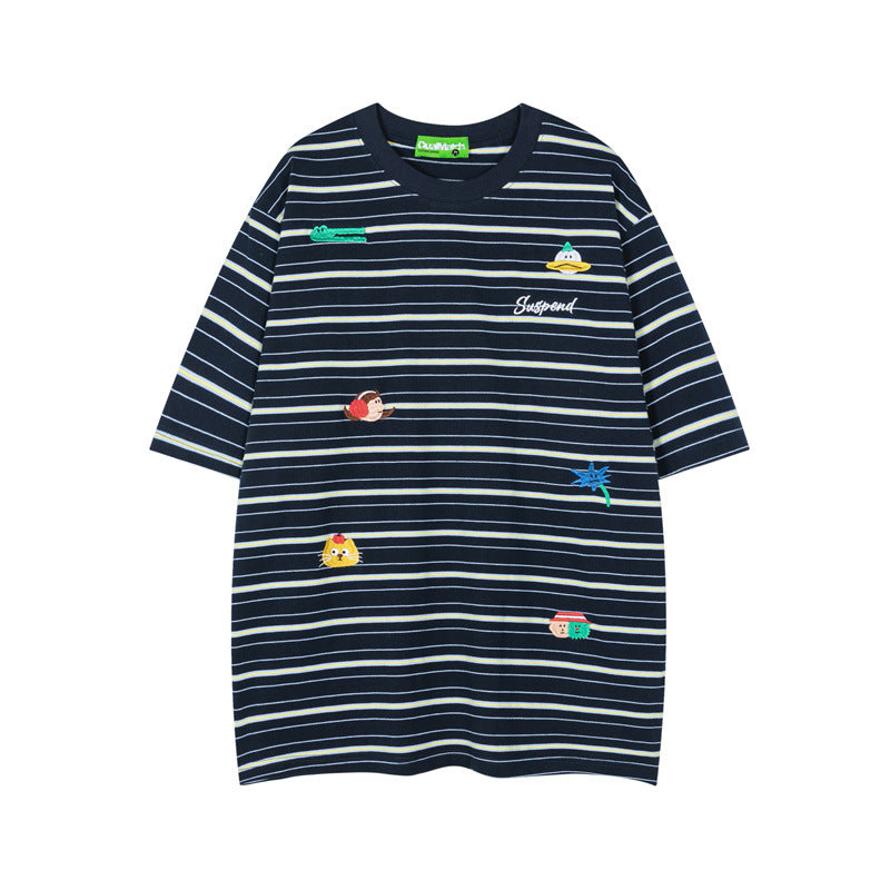 Hip Hop Shirts For Boys Crew Neck Striped Short Sleeve Shirt Casual Top