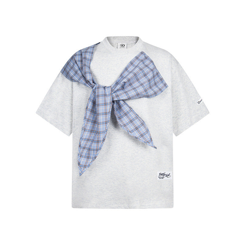 US drip outfits summer vintage bow casual loose short sleeve T-Shirts