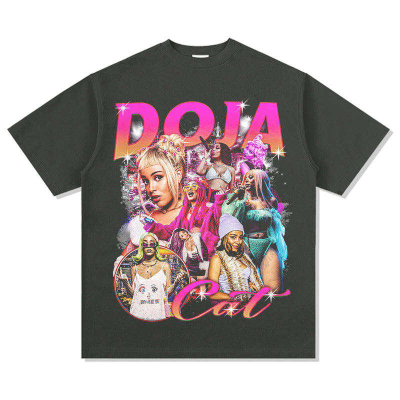 Marcas streetwear usa vintage doja cat print short sleeve t-shirt