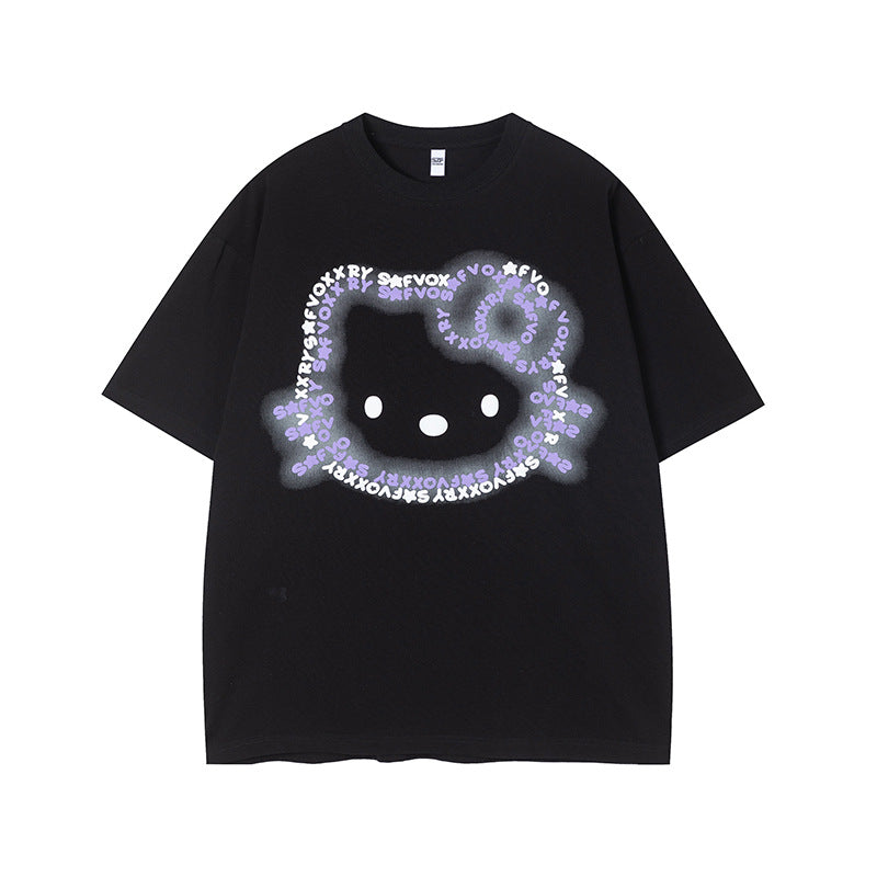 Nyc 1990 Shirt Cat Print Short Sleeve T-Shirt