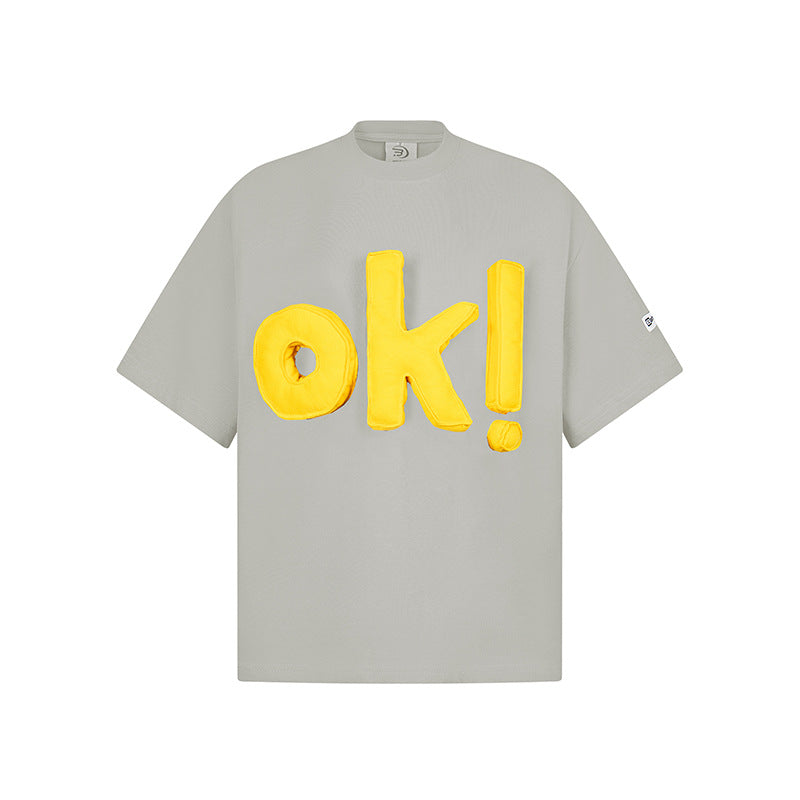 Hip Hop Clothes New York Vintage Three-Dimensional Alphabet Print Short Sleeve T-Shirt