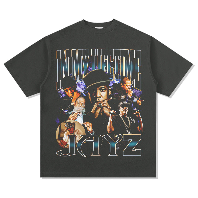 Marcas streetwear usa vintage hip hop jay-z print short sleeve t-shirt