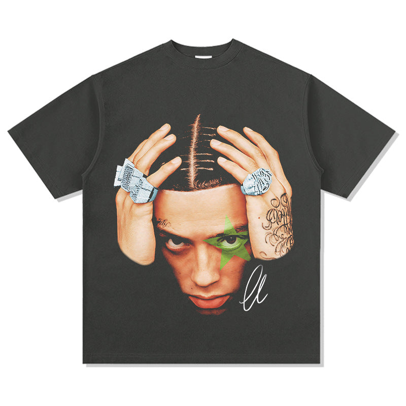 New york hip hop shop vintage hip hop Central Cee Sachushi print short sleeve t-shirt